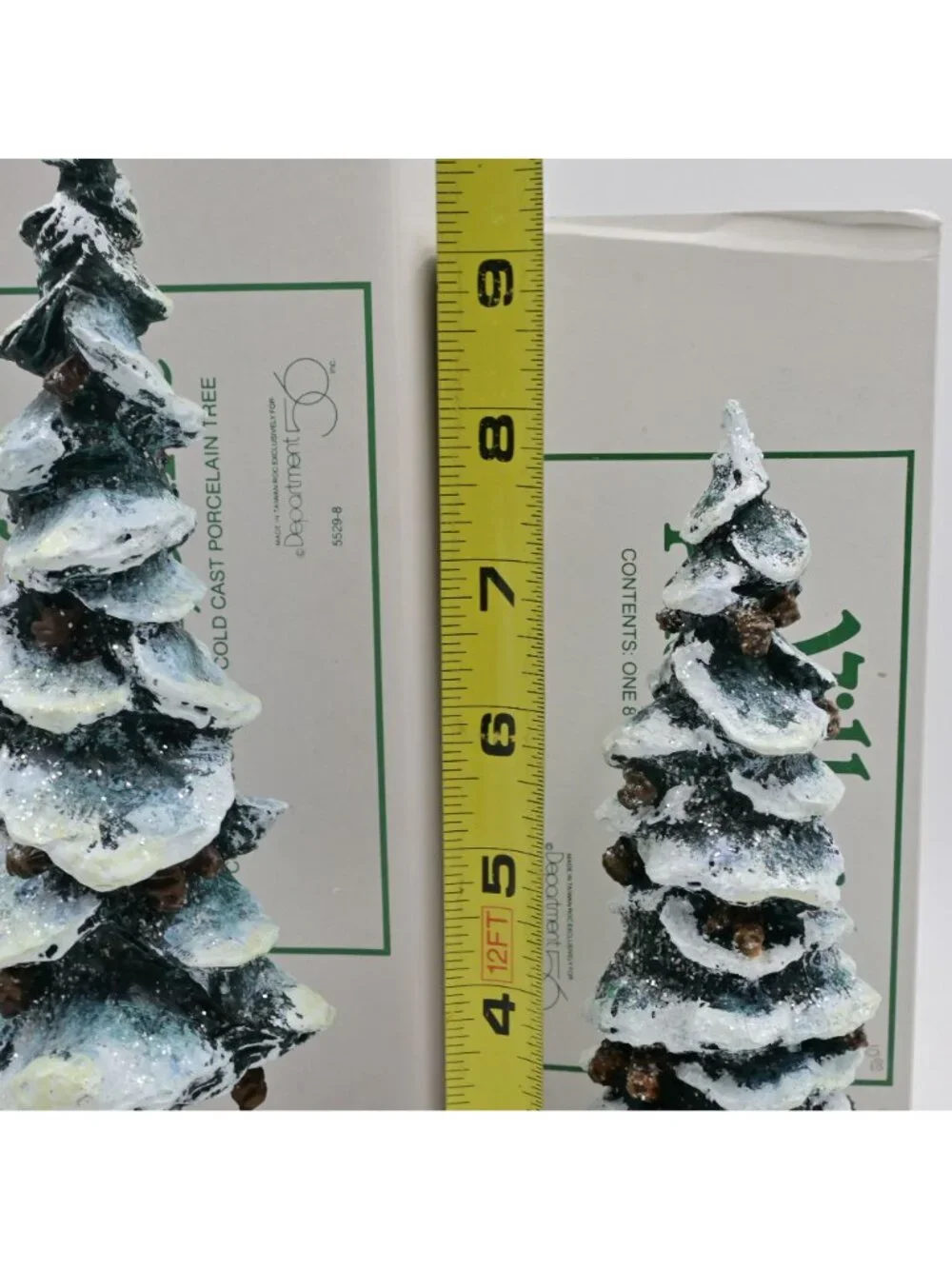 Department 56 Heritage Village Pole Pine Tree Porcelain Decor Set of 3 Boxed